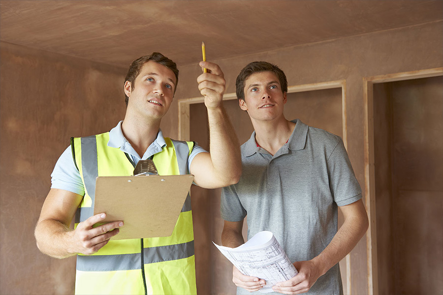 home inspector with home owner